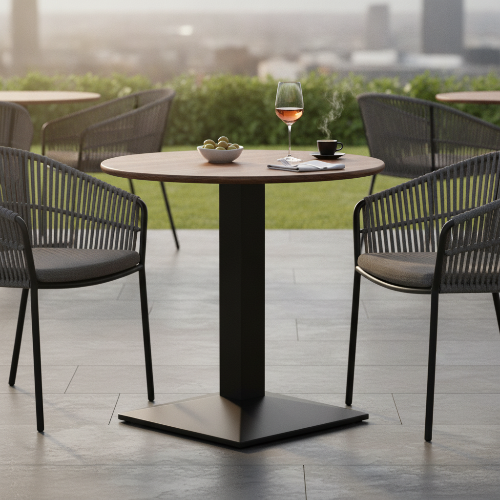 Walnut Round Dining Table 600mm for Indoor & Outdoor Use
