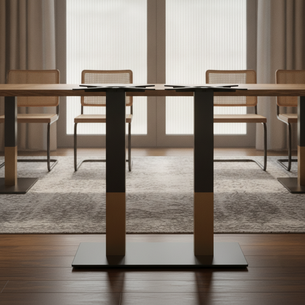Steel Large Rectangular Dining Table Base Black & Gold 700x400mm for Indoor Use
