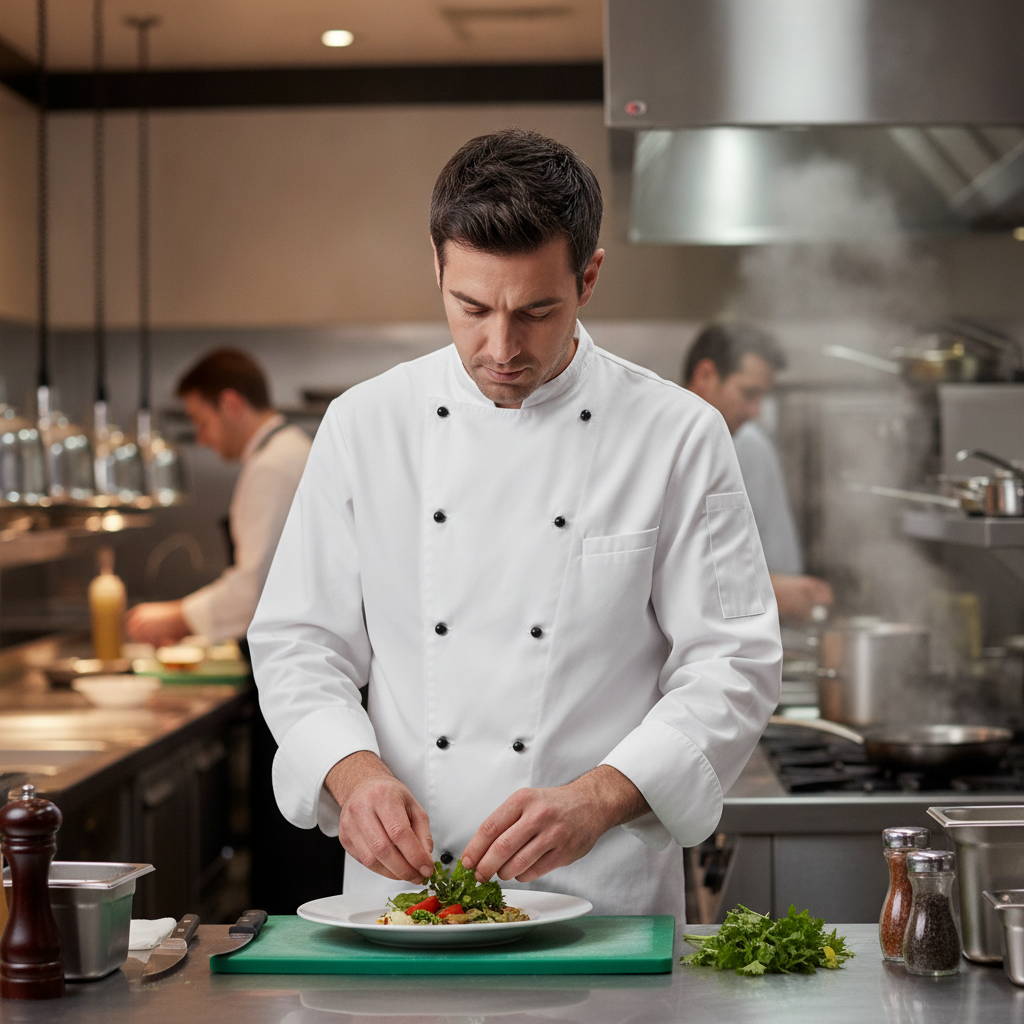 Cotton & Recycled Polyester Chef Jacket White for Busy Kitchens