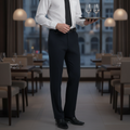 Polyester Black Men's Short Leg Waiting Trousers for Hospitality