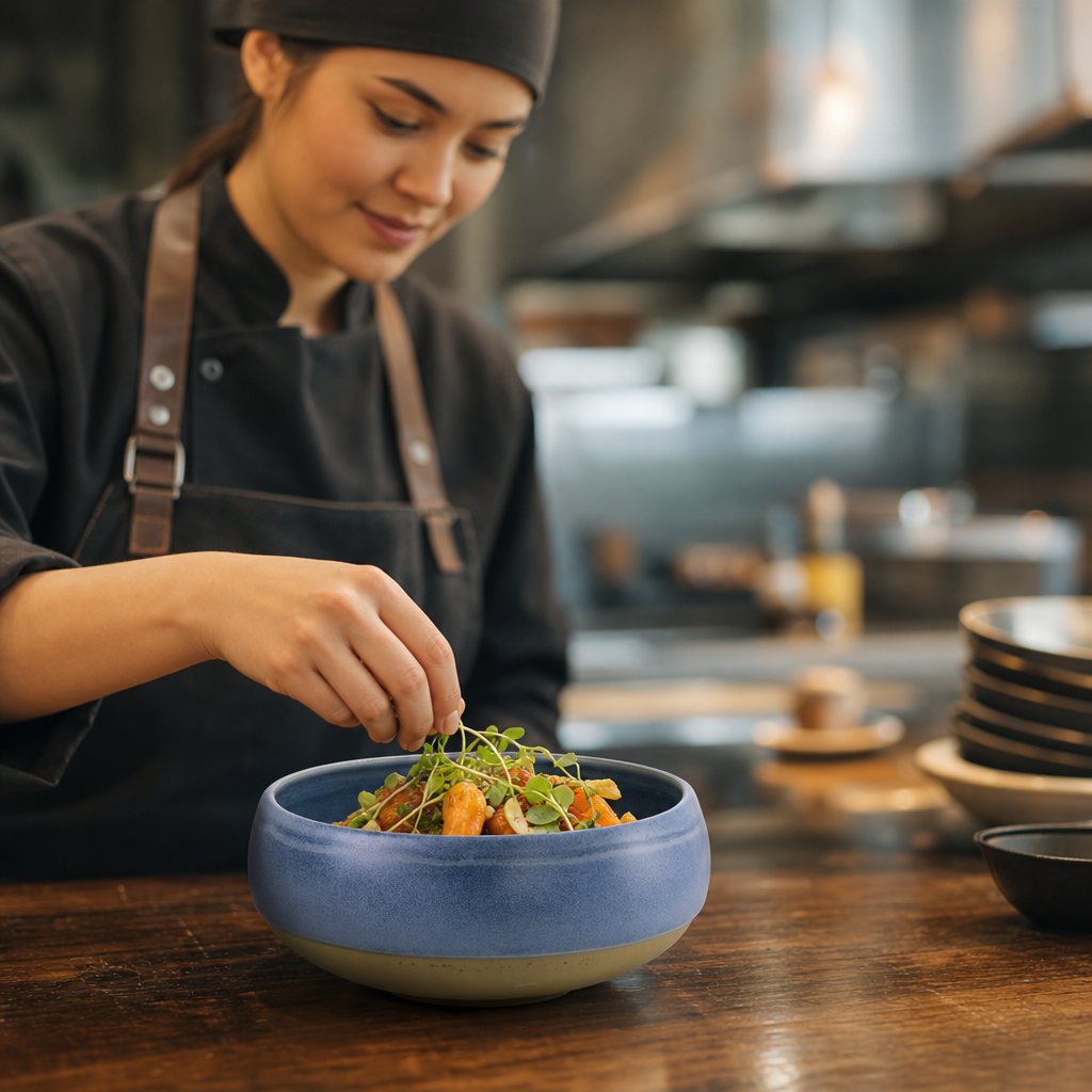 Bowls 1.136L Blue Vitrified Ceramic for Dining (Pack of 6)