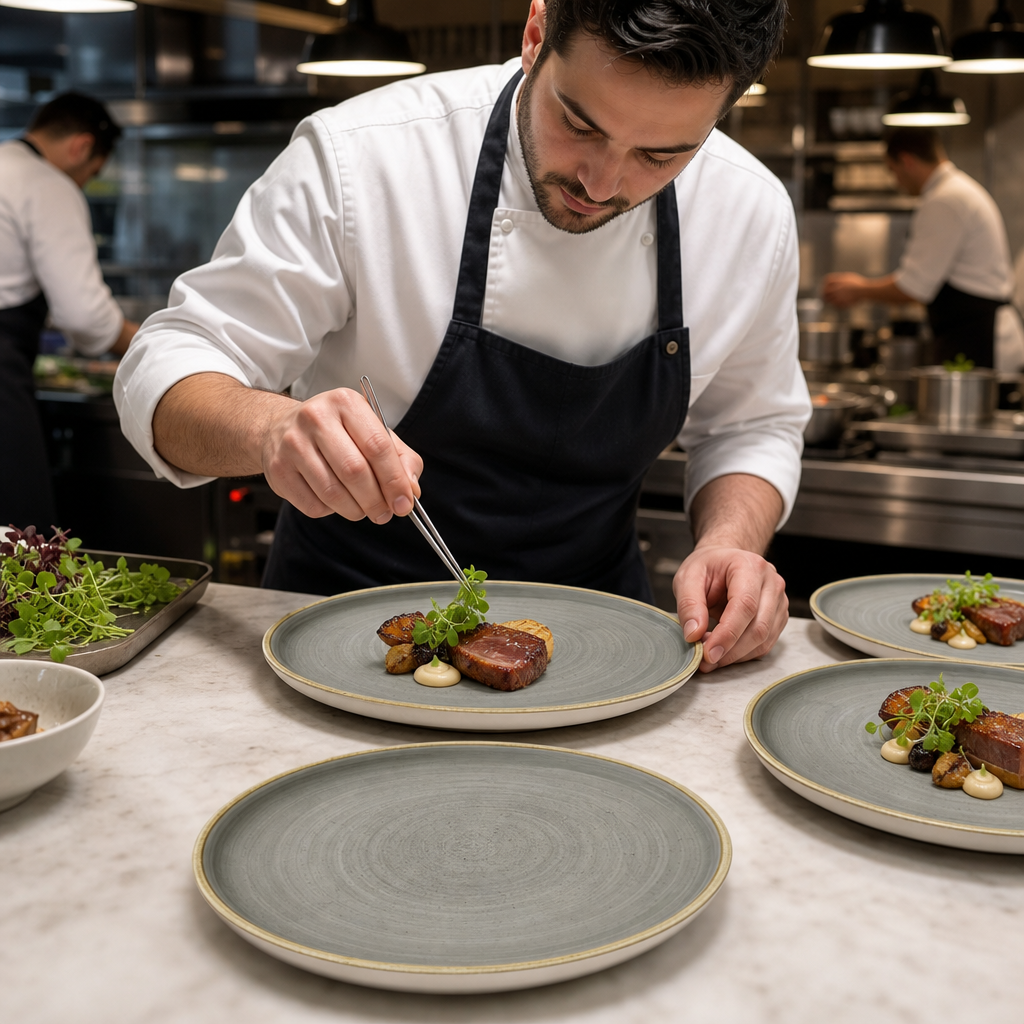 Walled Chefs Plate 260mm Vitrified Ceramic for Restaurants (Pack of 6)