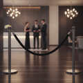 Black Barrier Rope with Stainless Steel Ends 1.5m for Hospitality Venues