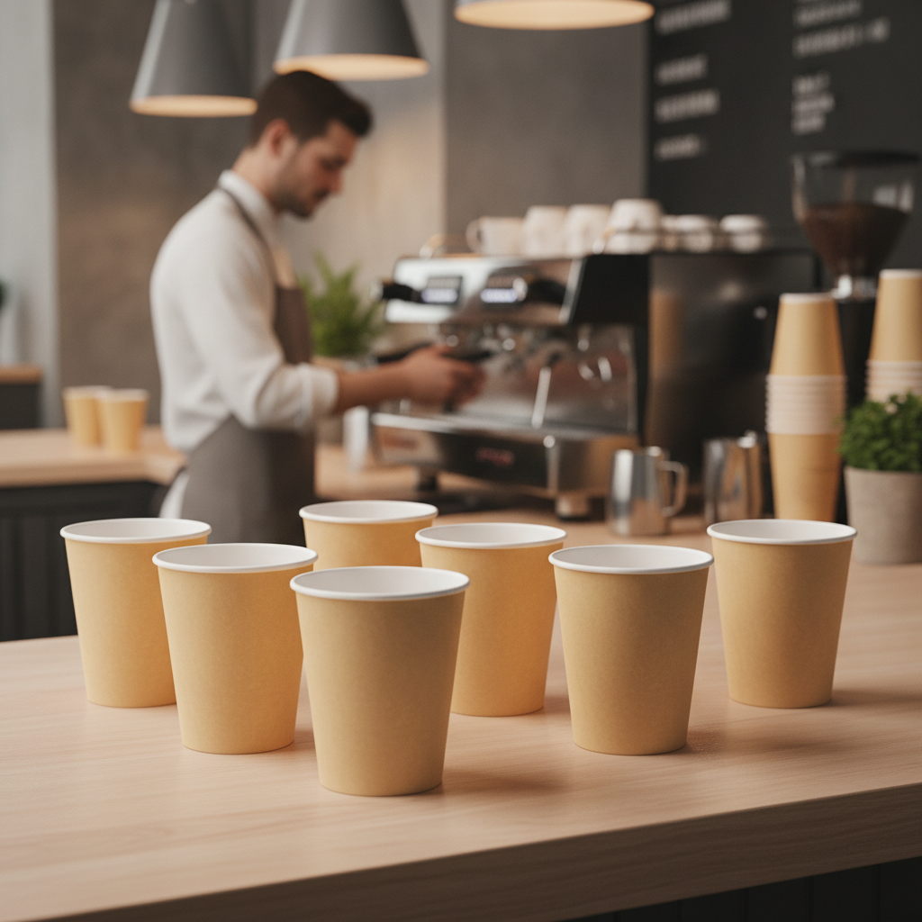 Cardboard Disposable Coffee Cups 225ml for Takeaway Service (Pack of 50)
