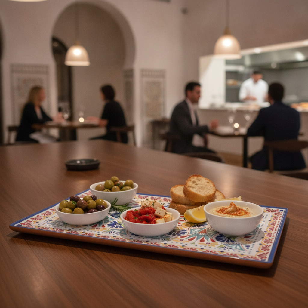 Melamine Moroccan-Inspired Tray 530x325mm for Serving Mediterranean Cuisine