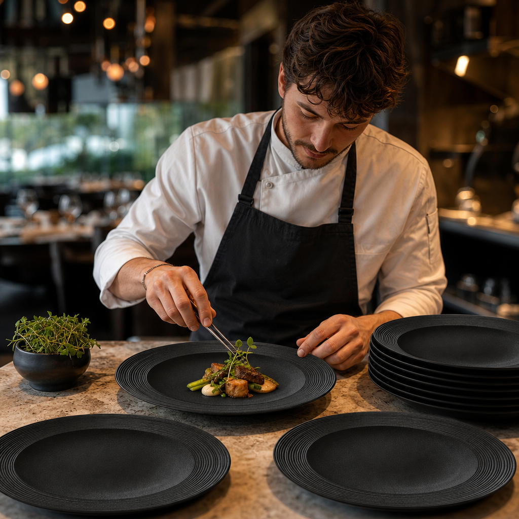 Coupe Plates 280mm Vitrified Porcelain for Casual & Upscale Dining (Pack of 12)