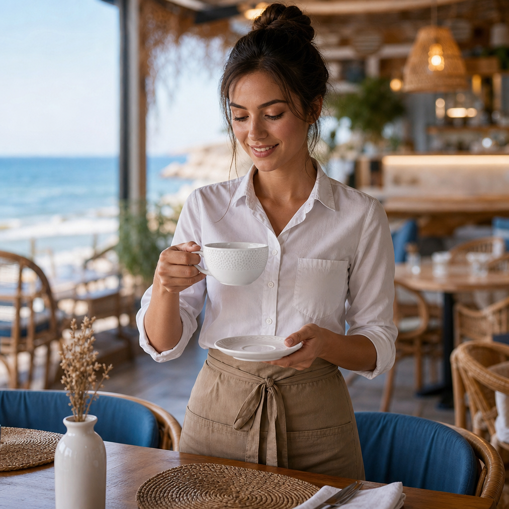 Teacups 220ml White Vitrified Ceramic for Coastal Cafés (Pack of 12)