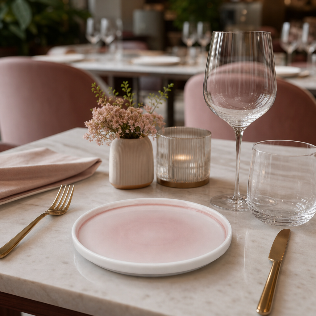 Plates 215mm Pink Porcelain for Stylish Table Settings (Pack of 6)