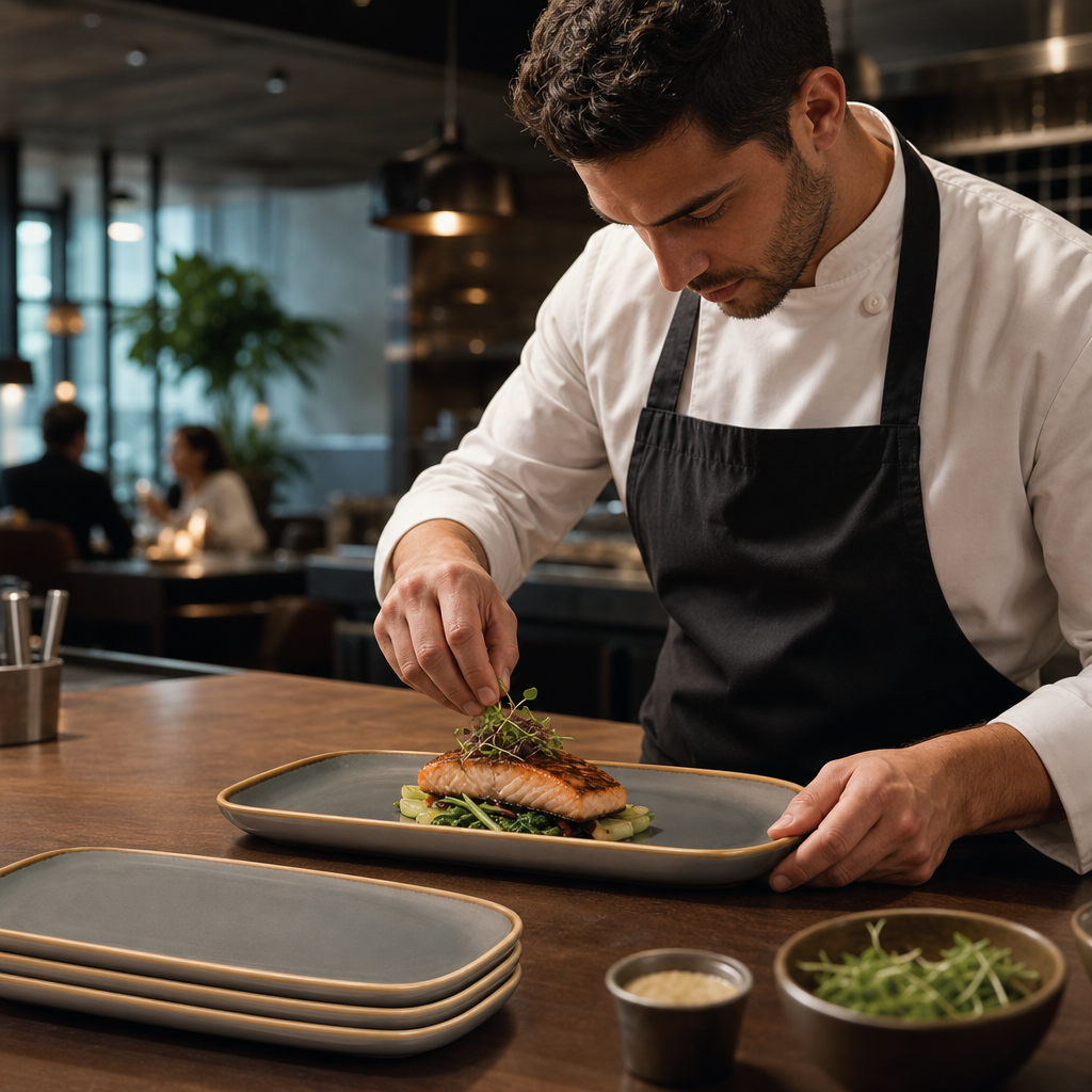 Platter Grey Porcelain for Contemporary Eateries (Pack of 4)