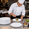 Plates 255mm White Glass for Restaurants & Catering (Pack of 12)