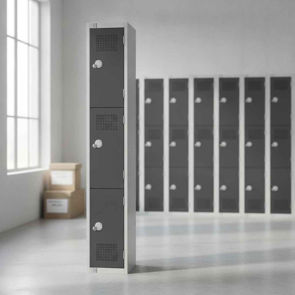 Powder Coated Steel Three Door Lockers for Secure Storage