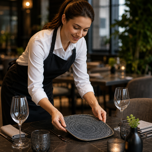 Black Square Plates 252mm Charcoal Porcelain for Dining (Pack of 12)