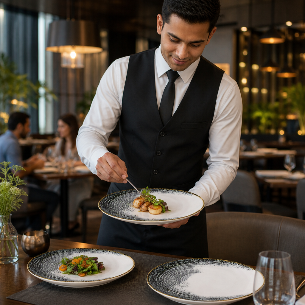 Plates 285mm Black Vitrified Ceramic for Dining (Pack of 12)
