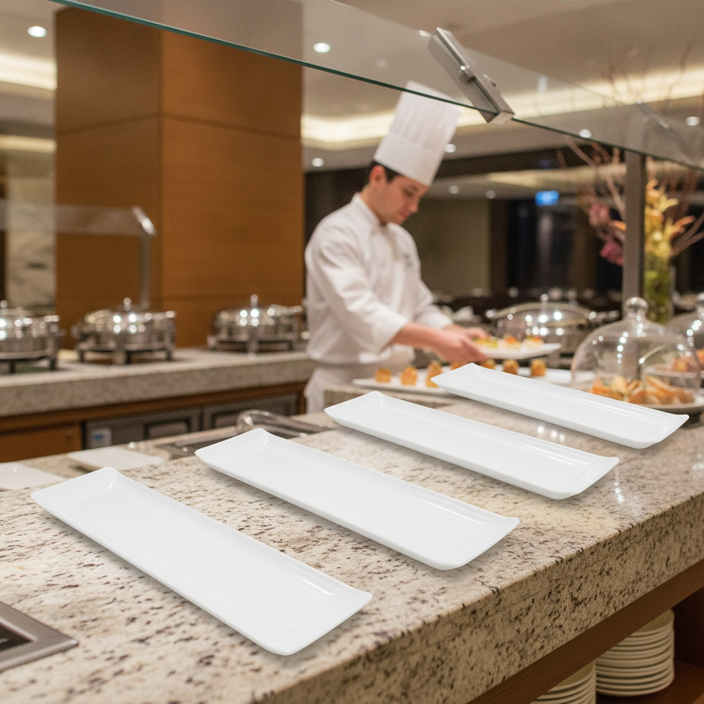 Melamine Rectangular Trays 460x100mm for Buffet Displays (Pack of 4)