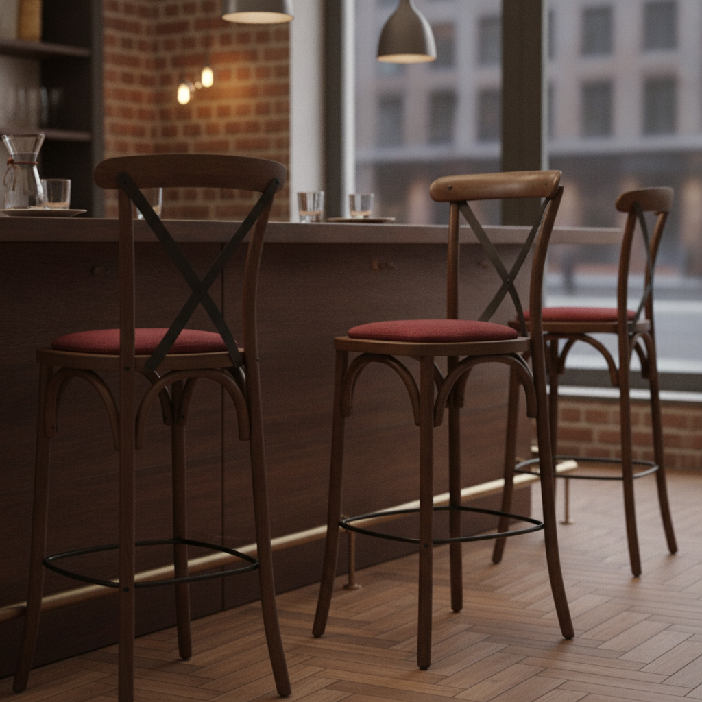 Rubber Wood Bar Chair with Padded Seat 1180mm for Stylish Seating