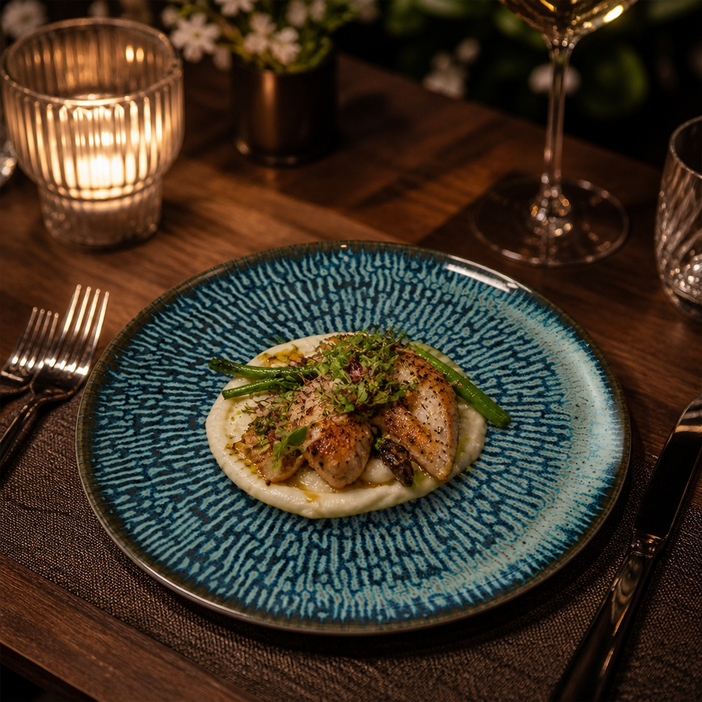 Natural Plates 215mm Blue Vitrified Ceramic for Elegant Dining (Pack of 6)