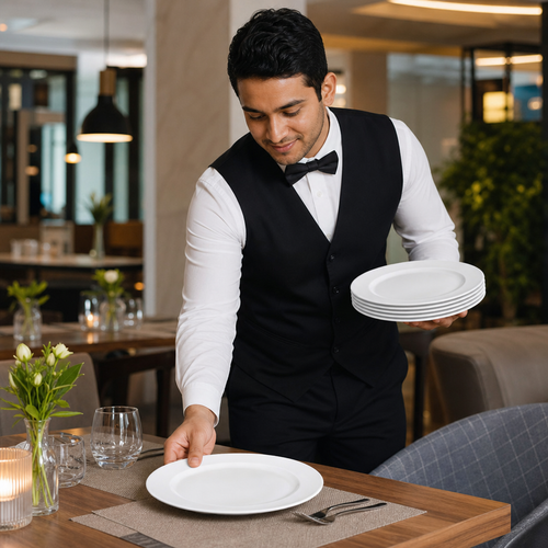 Advantage Plates 280mm White Porcelain for Restaurants & Cafés (Pack of 12)