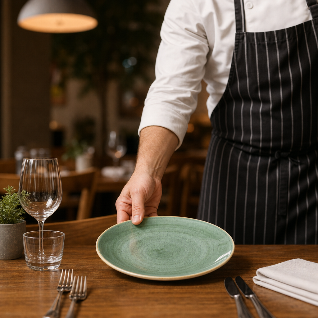 Round Coupe Plates 260mm Green Vitrified Ceramic for Elegant Dining (Pack of 12)