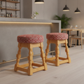 Rubber Wood Low Bar Stool with Padded Seat 500x345mm for Casual Dining (Pack of 2)