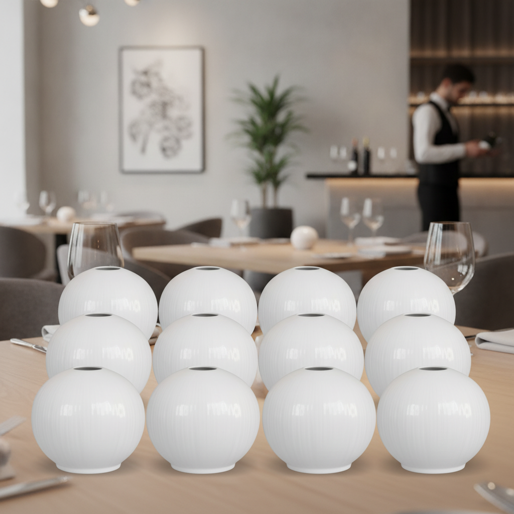 Alumina Vitrified Ceramic Round Bud Vases 2.65kg for Fine Dining (Pack of 12)
