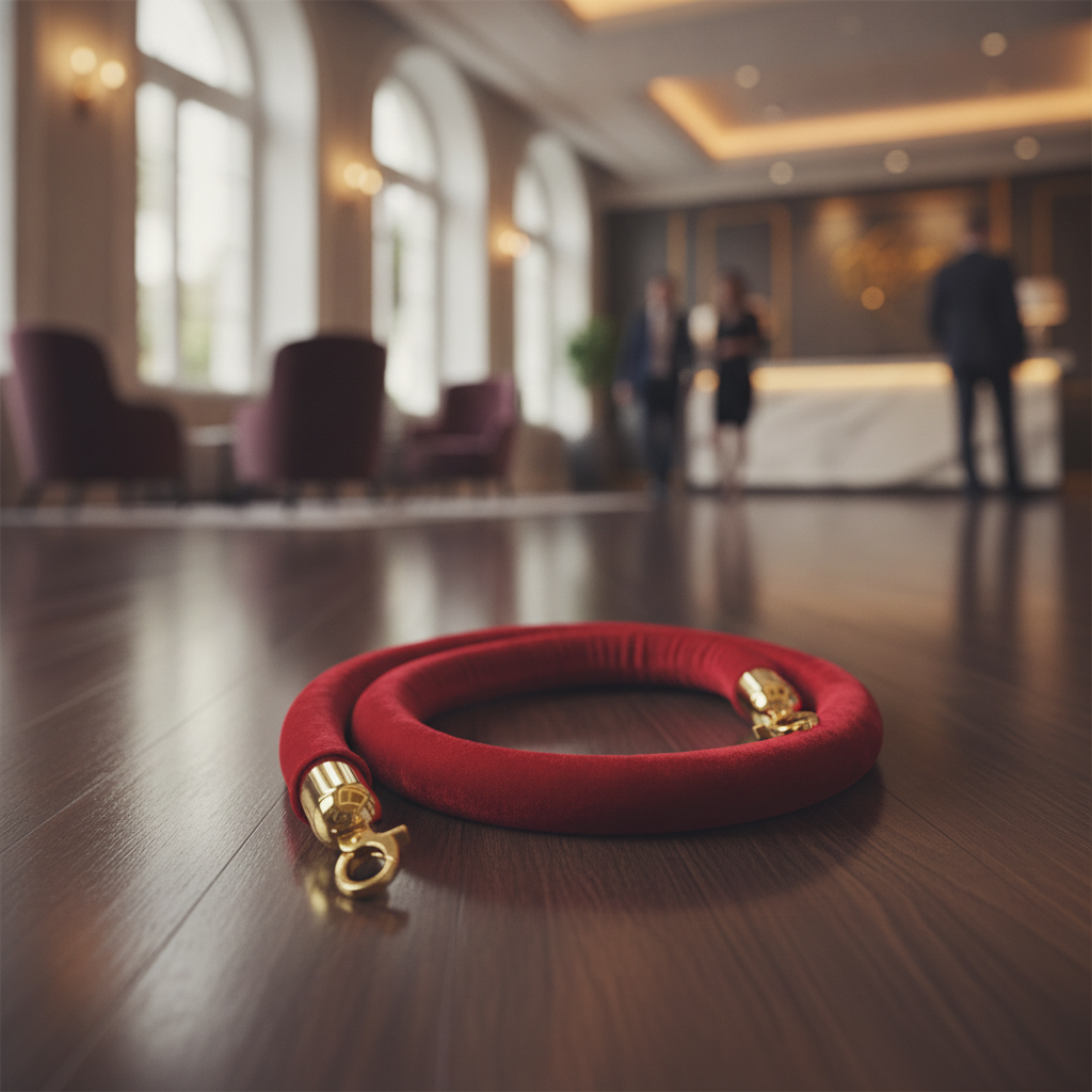 Red Polyester Barrier Rope 1.5m with Brass Ends for Hospitality Venues
