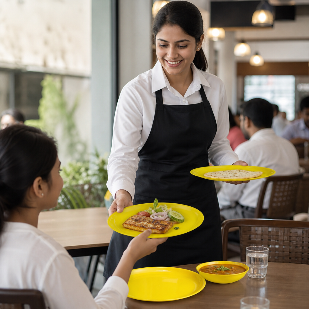 Polypropylene Plates 230mm Yellow Ceramic for Schools & Institutions (Pack of 12)