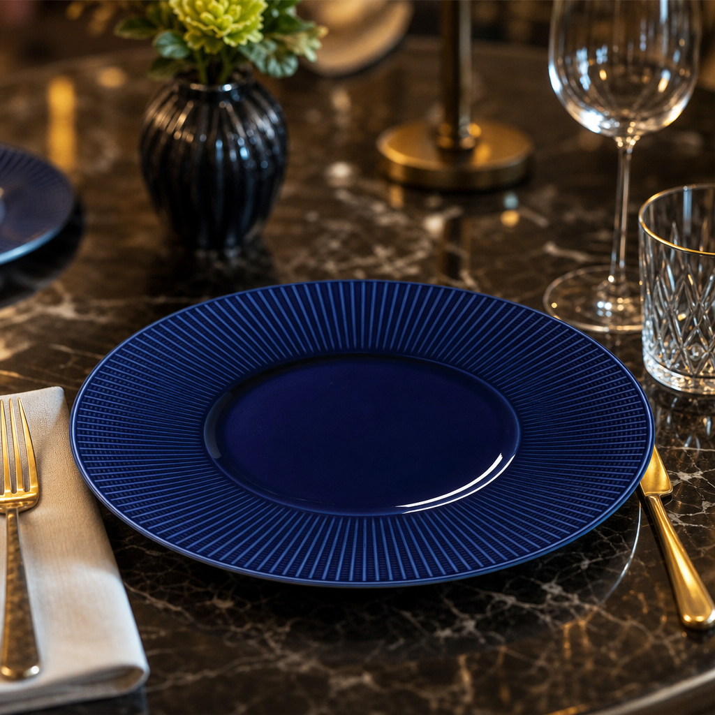 Gourmet Plates Royal 285mm Blue Porcelain for Fine Dining (Pack of 6)