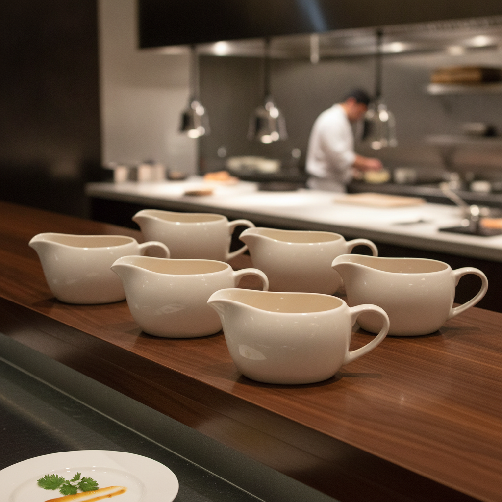 Stoneware Ivory Sauce Boat 350ml for Cafés & Restaurants (Pack of 6)