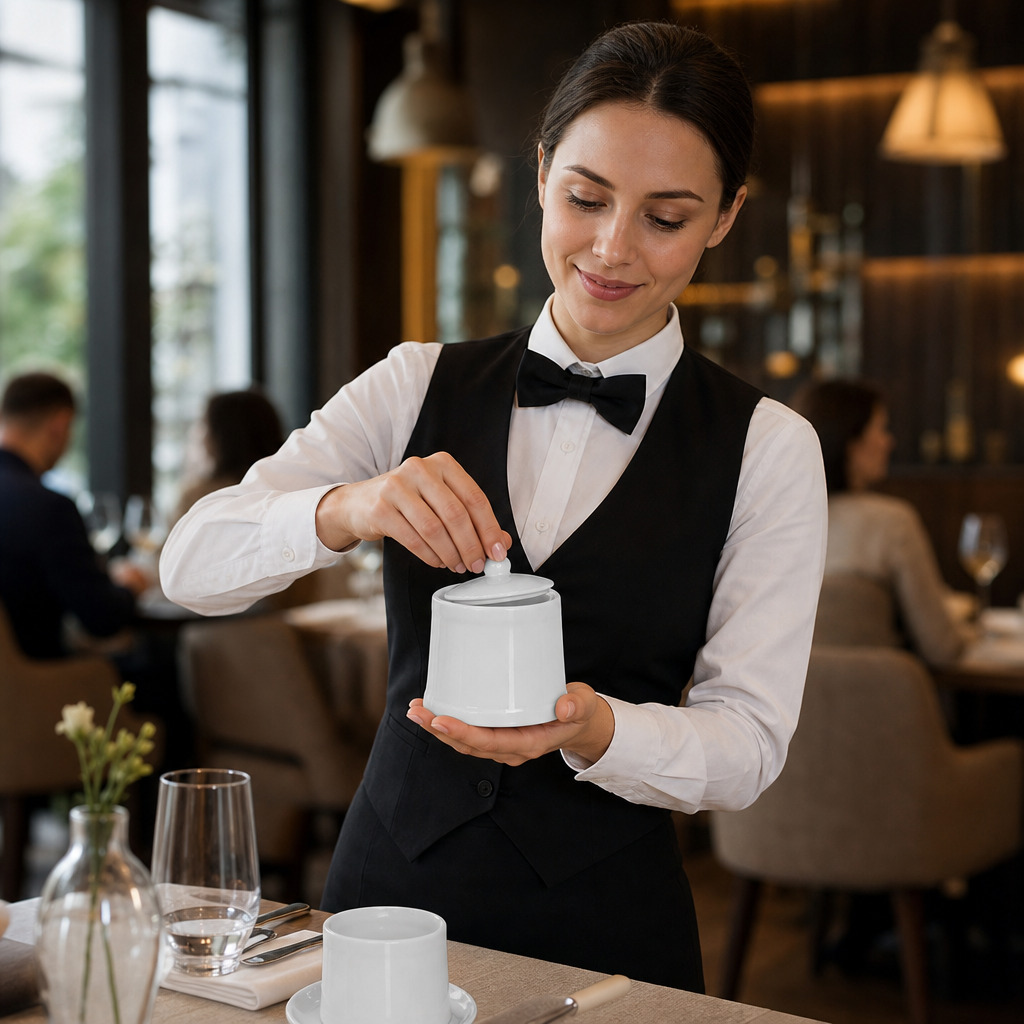 Fully Vitrified Porcelain Sugar Bowls 250ml for Table Service (Pack of 6)