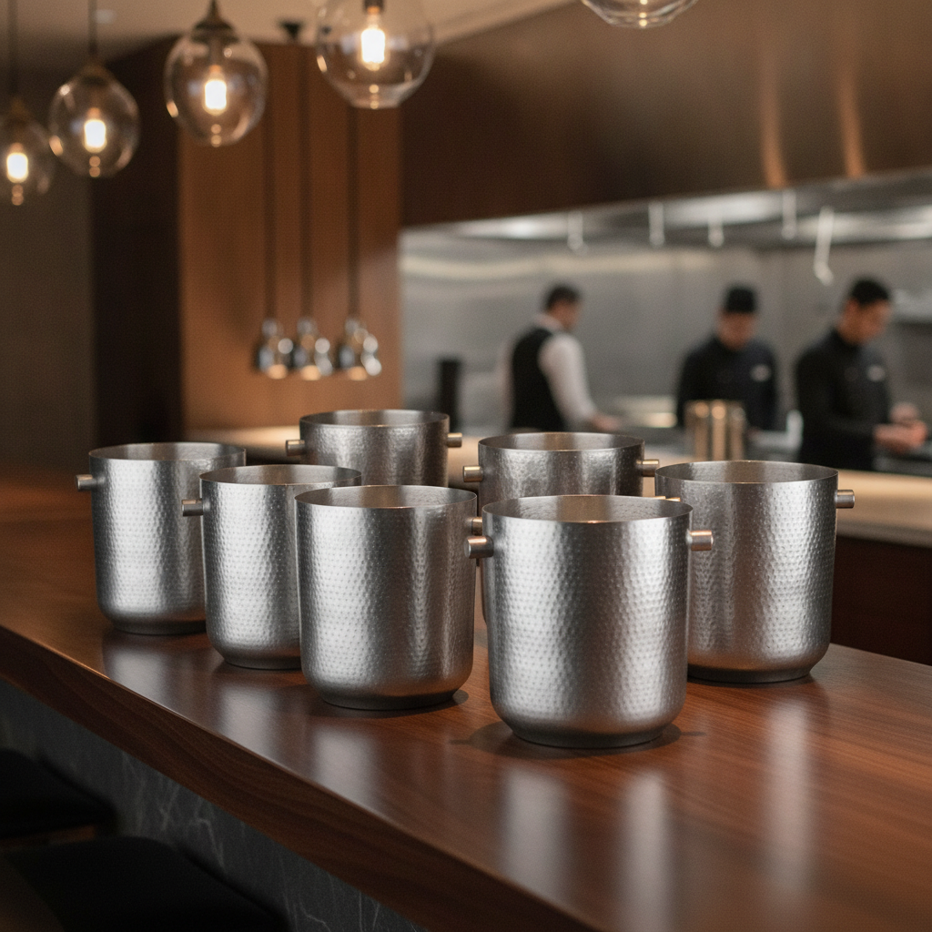 Stainless Steel Gunmetal Wine Buckets 210mm for Events (Pack of 6)
