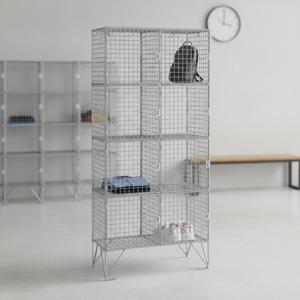 Zinc Coated Steel Eight Compartment Mesh Locker for Staff Storage