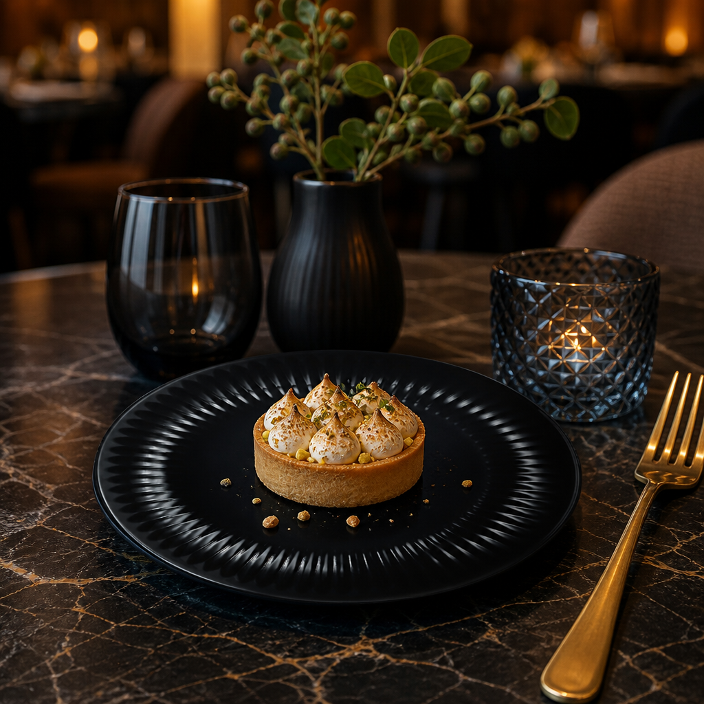 Dessert Plates 190mm Black Glass for Casual Dining (Pack of 24)