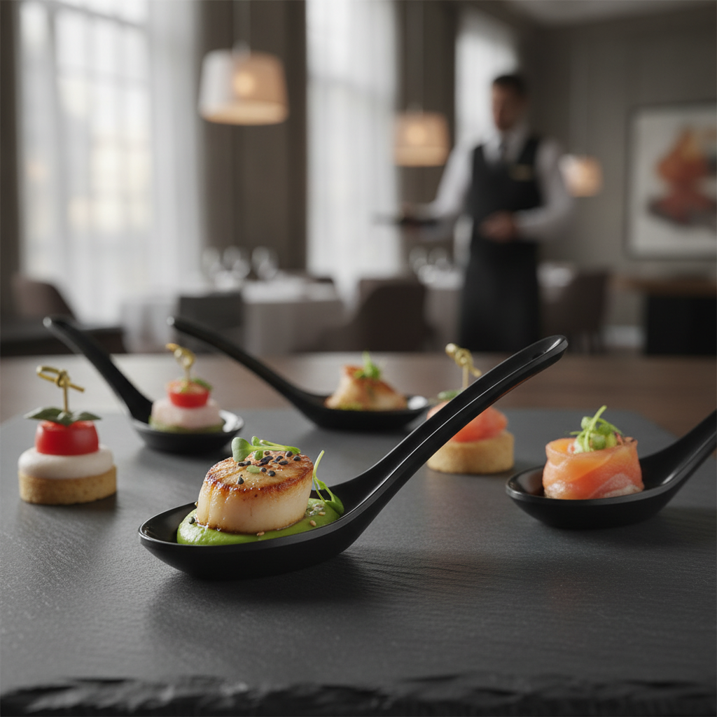 Melamine Black Canape Spoon 1345mm for Tasting Menus