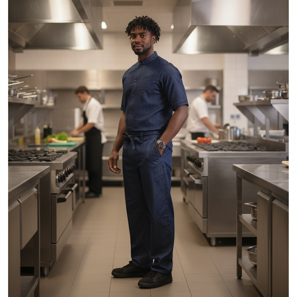 Cotton Denim Chef Trousers for Hot Kitchens (XS)