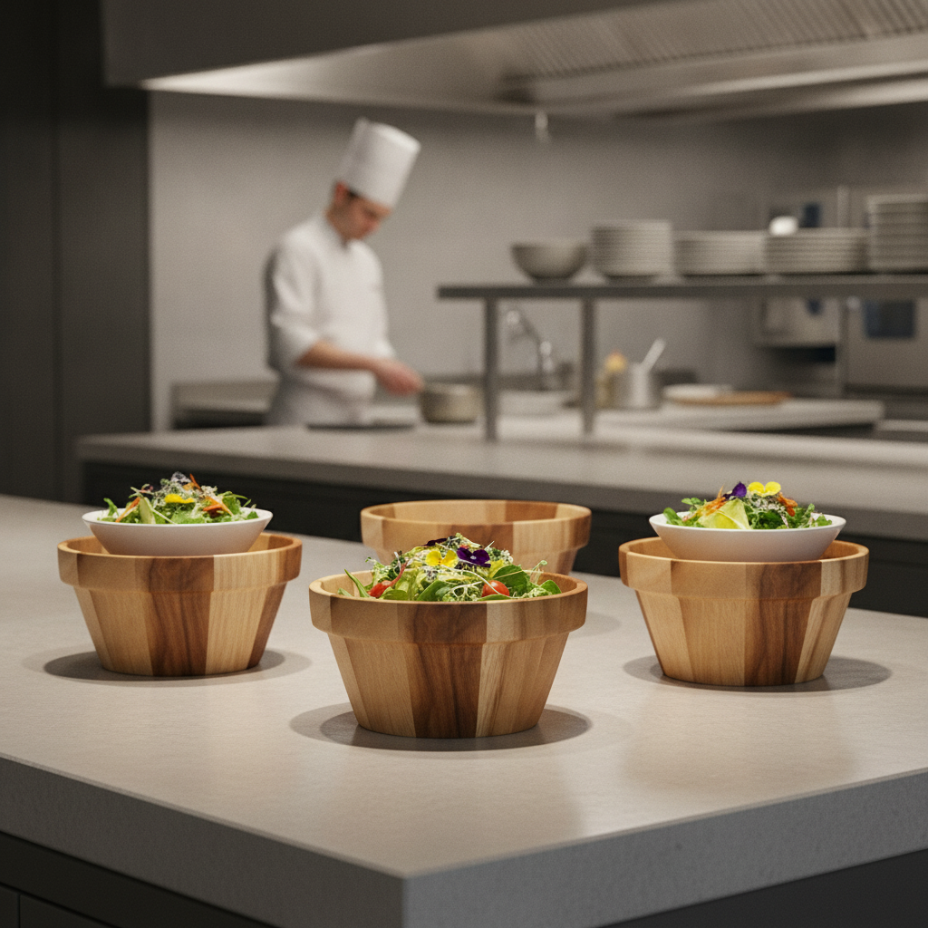 Wooden Medium Plant Pot Pedestals 198mm for Food Presentation (Pack of 4)