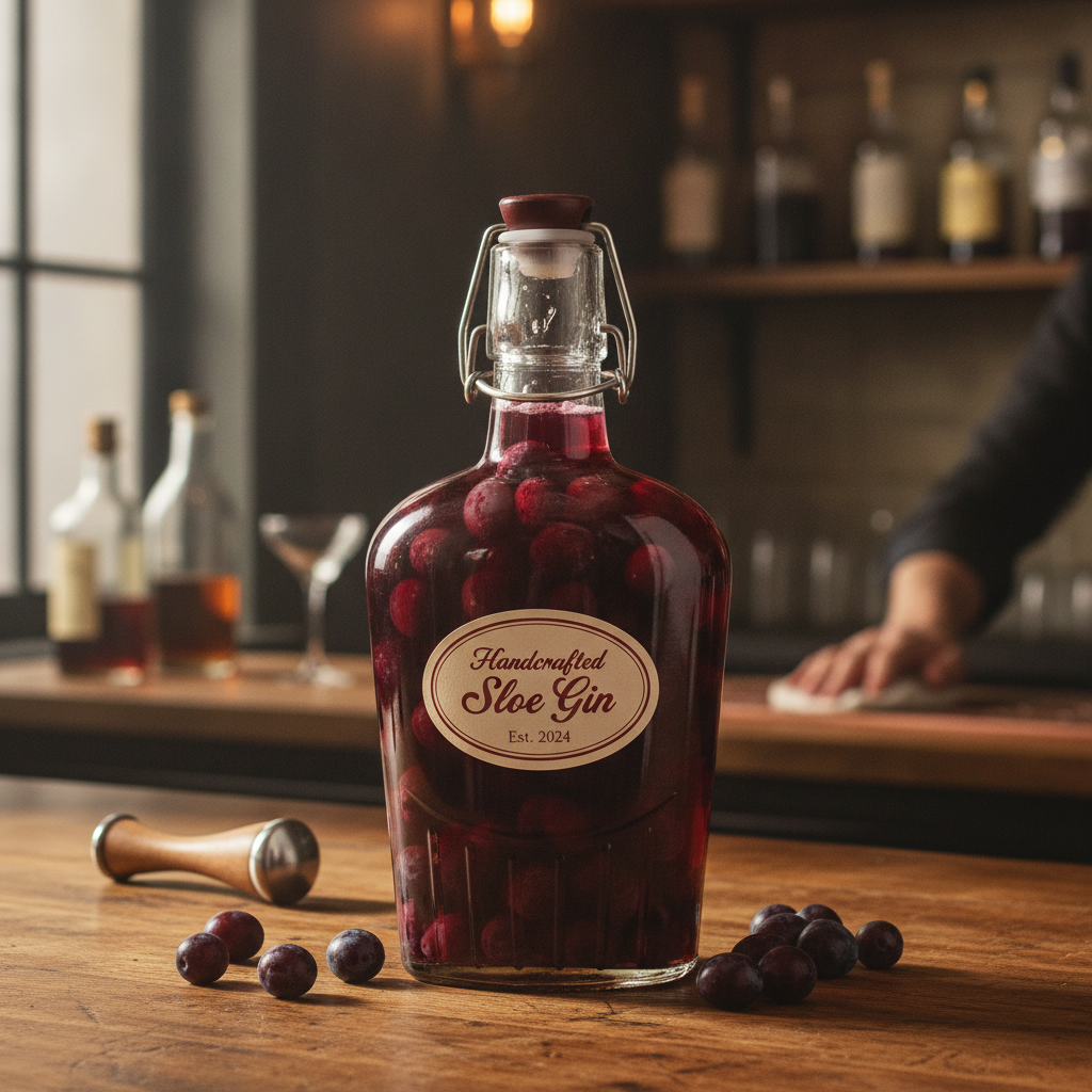Glass Sloe Gin Bottle 300ml for Infusing Homemade Spirits