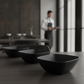 Melamine Square Bowl Black 195x195mm for Stylish Dining