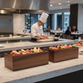 Acacia Wood Small Rectangular Buffet Risers 380mm for Deli Displays (Pack of 2)