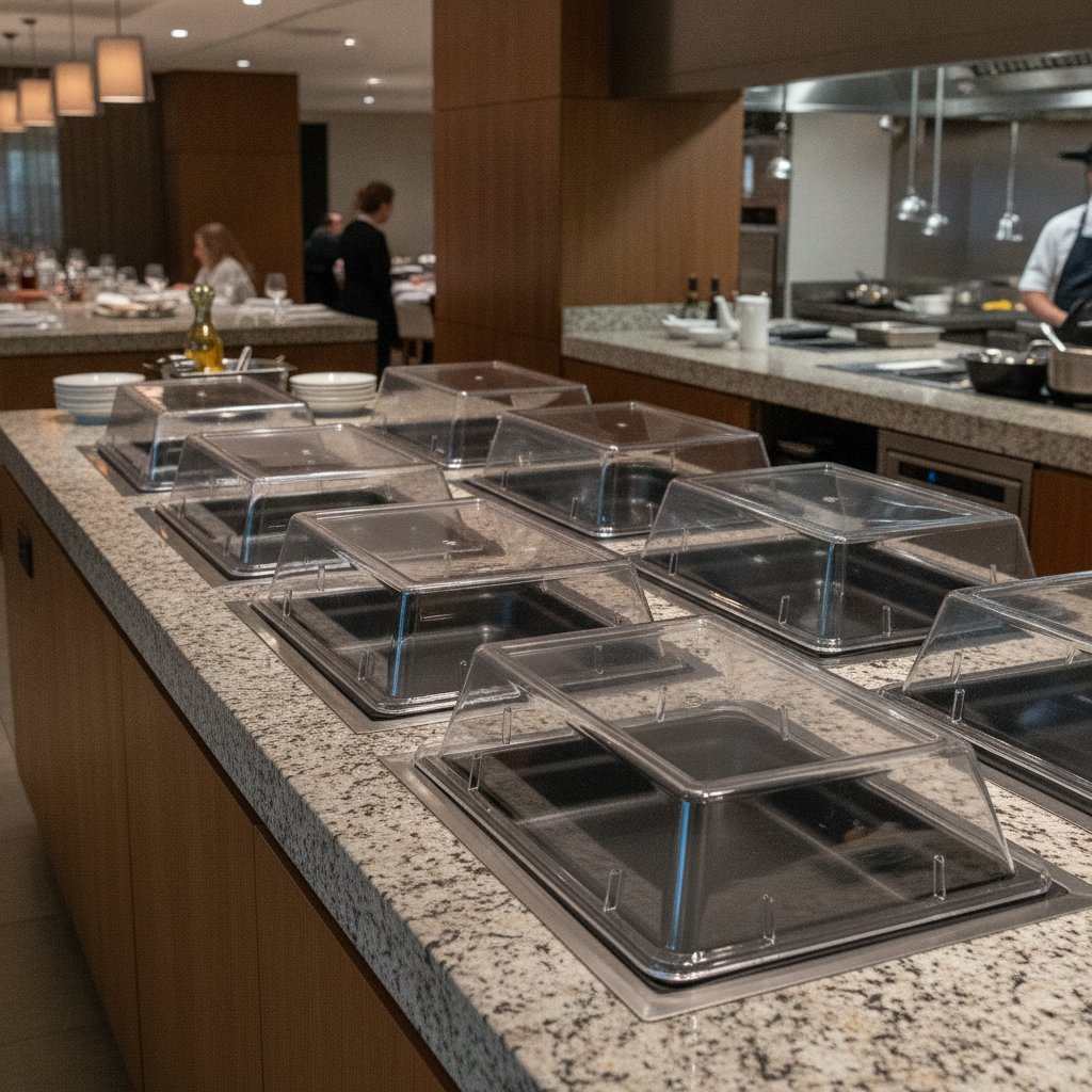Clear Tritan Rectangular Buffet Covers 145x300mm for Food Displays (Pack of 6)