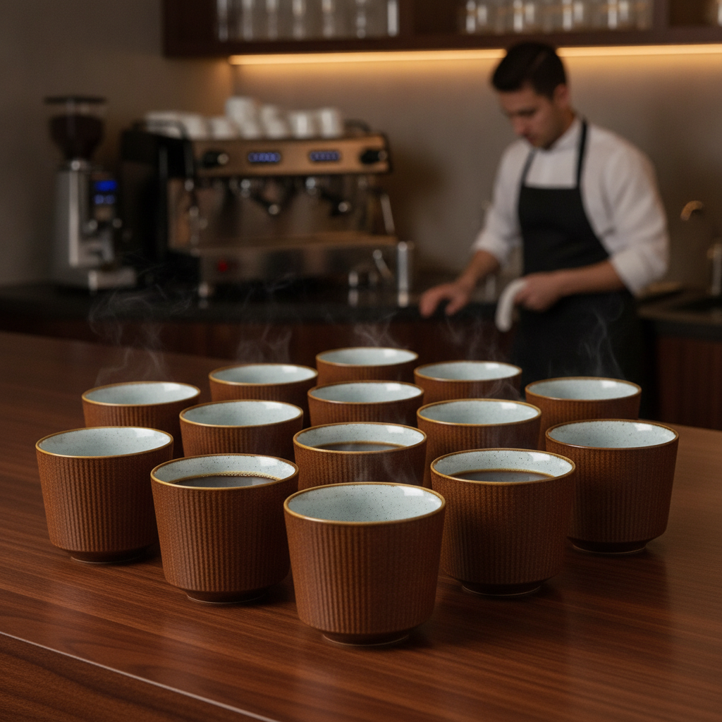 Super Vitrified Ceramic Brown Kochi Chip Mugs 325ml for Everyday Use (Pack of 12)