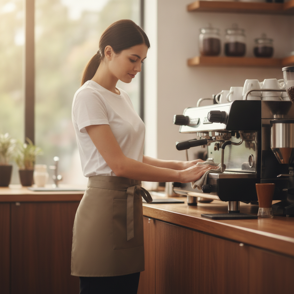 Polycotton Tan Waist Apron for Front of House Service