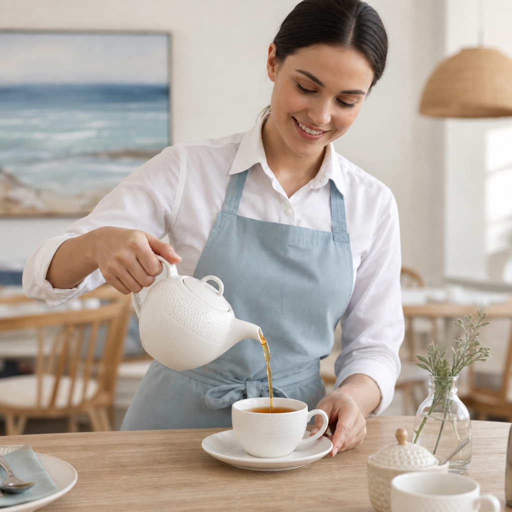 Super Vitrified Ceramic White Beverage Pot 852ml for Coastal Cafés (Pack of 4)