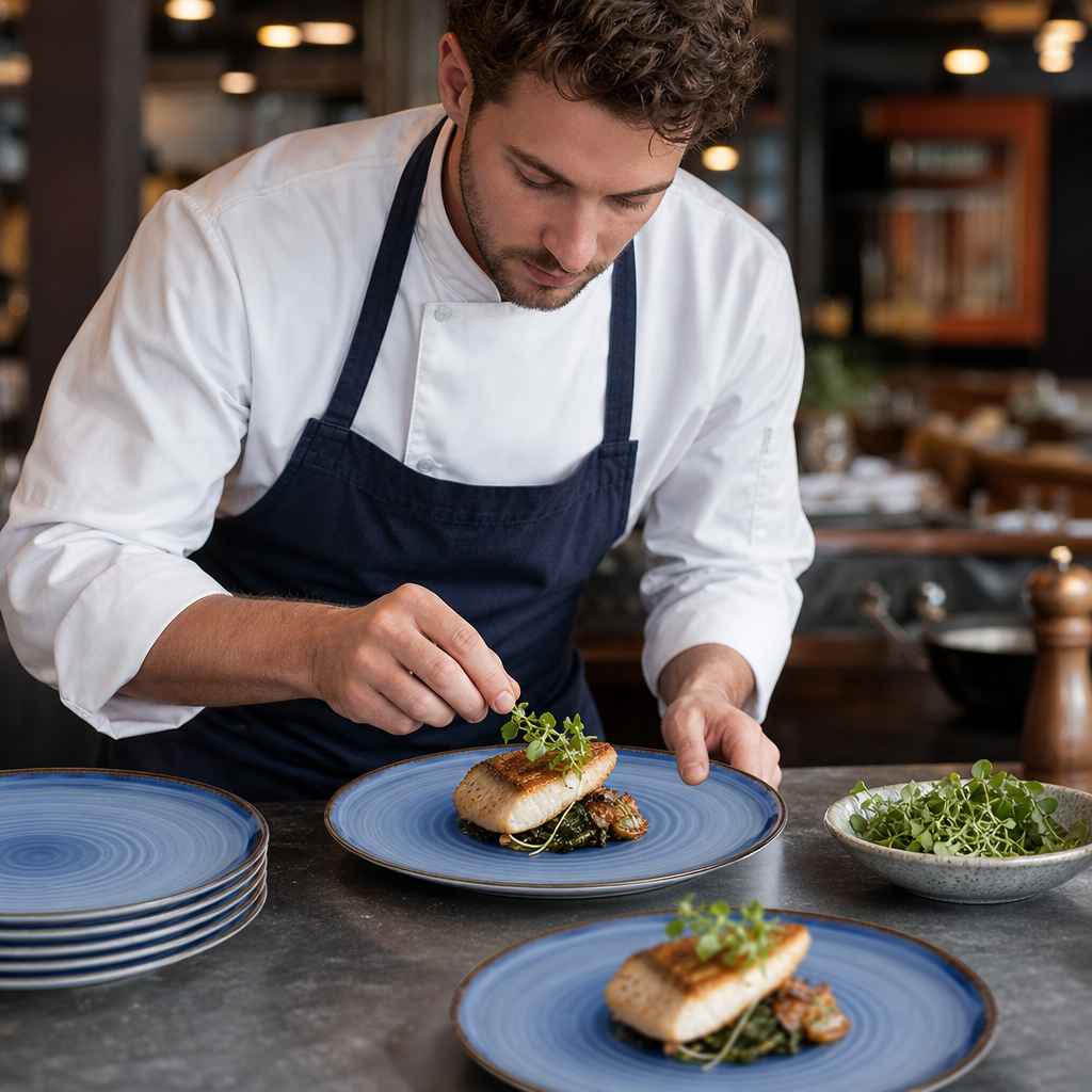 Walled Plates 210mm Indigo Vitrified Ceramic for Dining Experiences (Pack of 6)