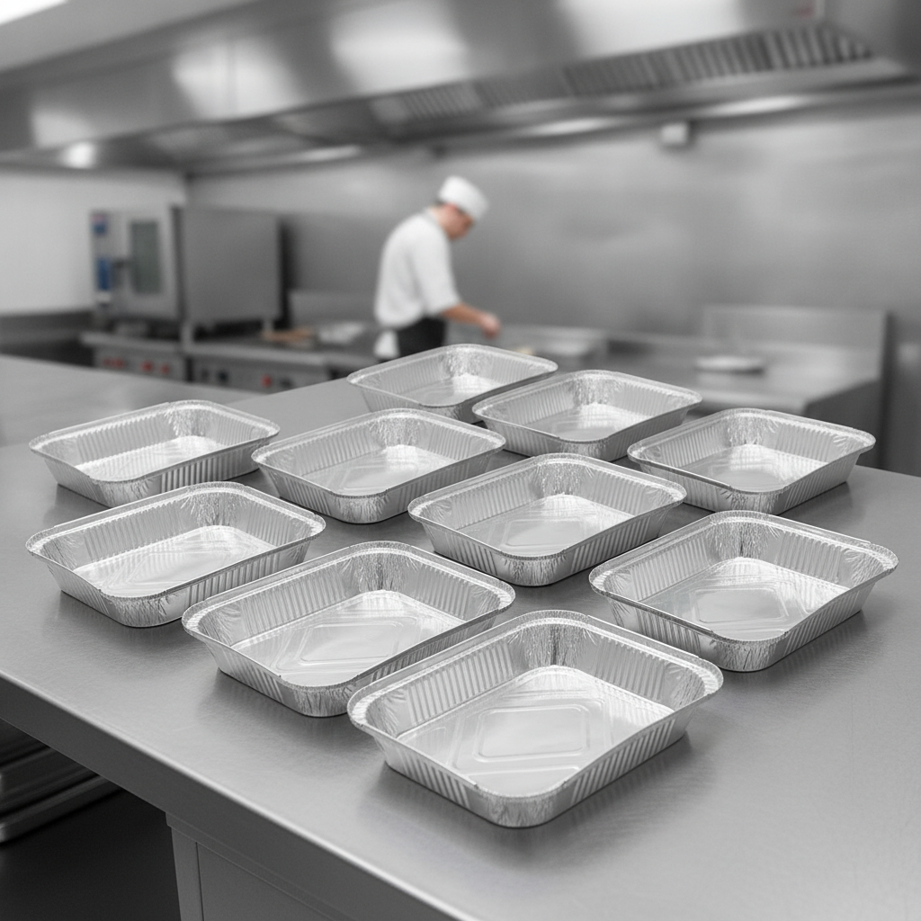Aluminium Foil Shallow Containers 1580ml for Takeaway Service (Pack of 200)