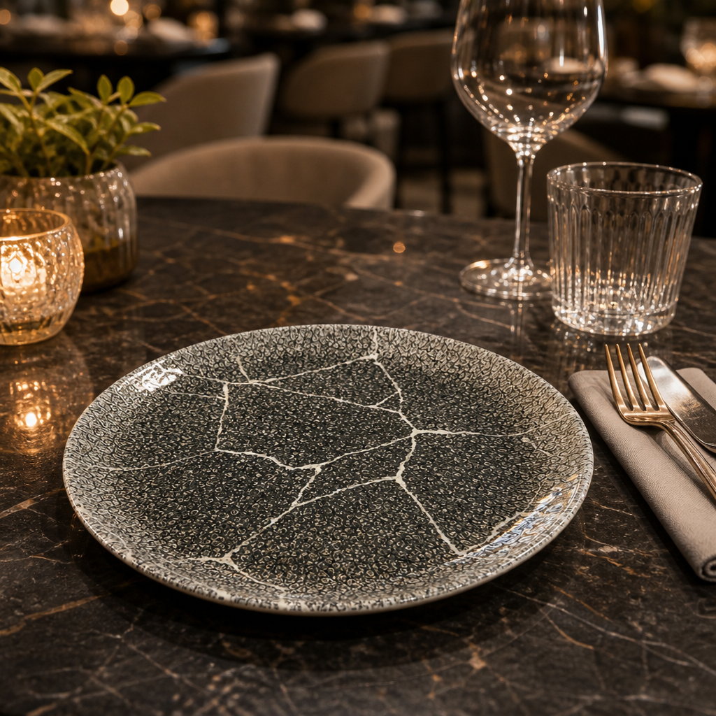 Coupe Plates 165mm Black Vitrified Ceramic for Hospitality Use (Pack of 12)