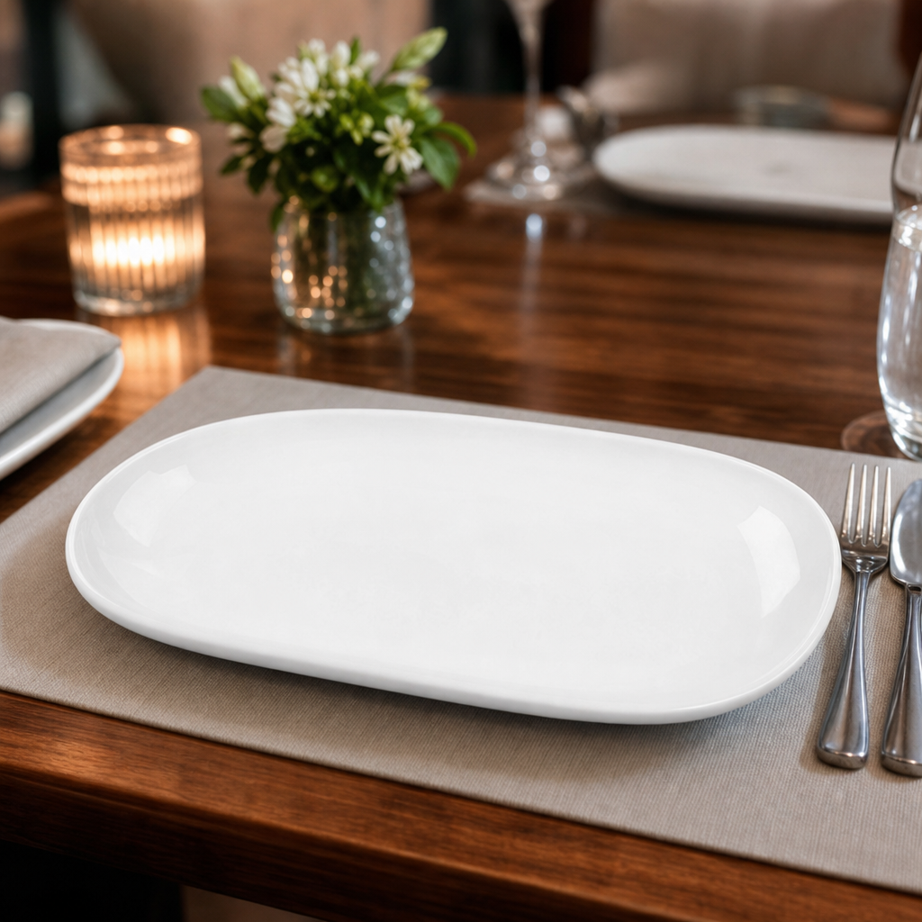 Oval Plates Unique Reactive Glaze Porcelain for Elegant Table Settings (Pack of 6)