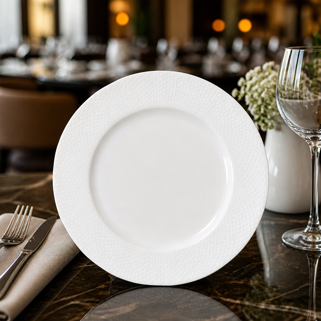 Plates 220mm Bone China for Elegant Dining (Pack of 12)