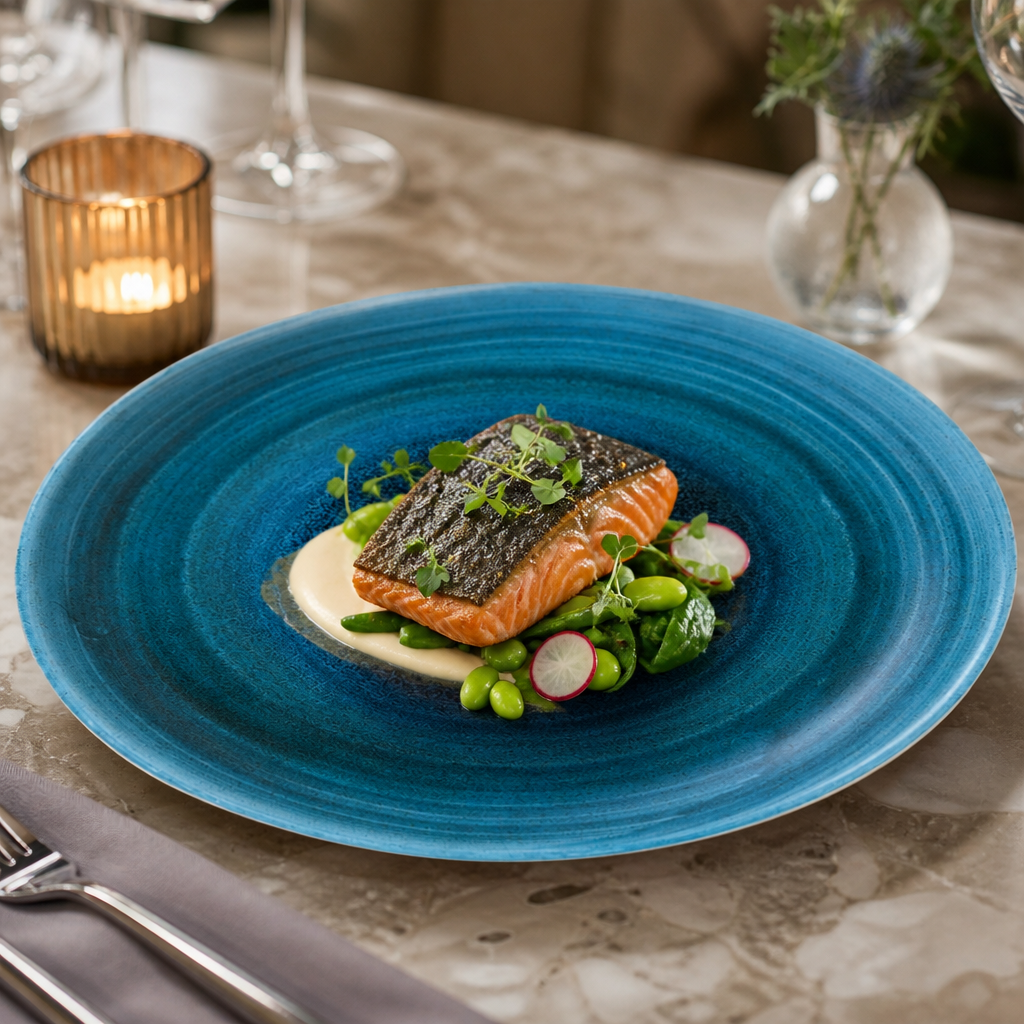 Coupe Plates 260mm Teal Vitrified Porcelain for Dining Experiences (Pack of 12)