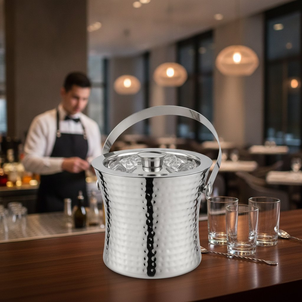 Stainless Steel Hammered Ice Bucket 1.5L for Drinks Service