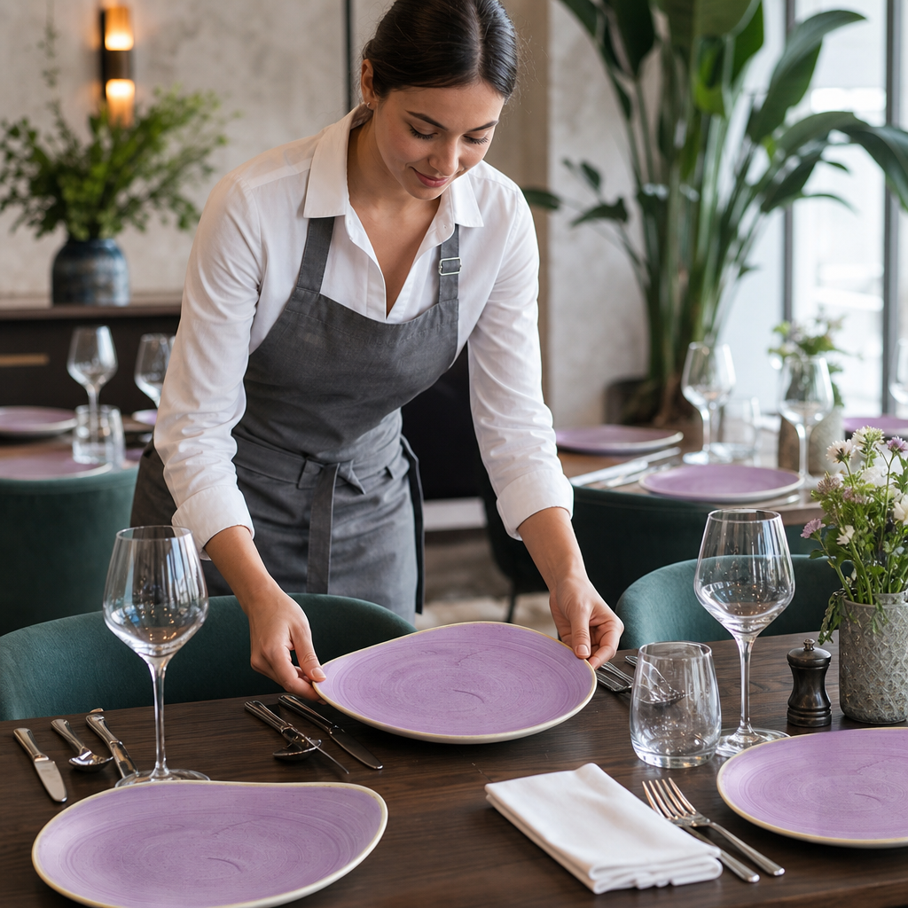 Plates 228mm Purple Vitrified Ceramic for Elegant Table Settings (Pack of 12)